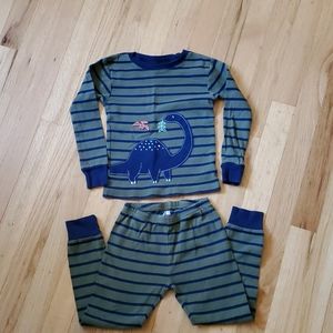 🍭Carter's 4T dinosaur 2pc green w/navy stripe pjs
